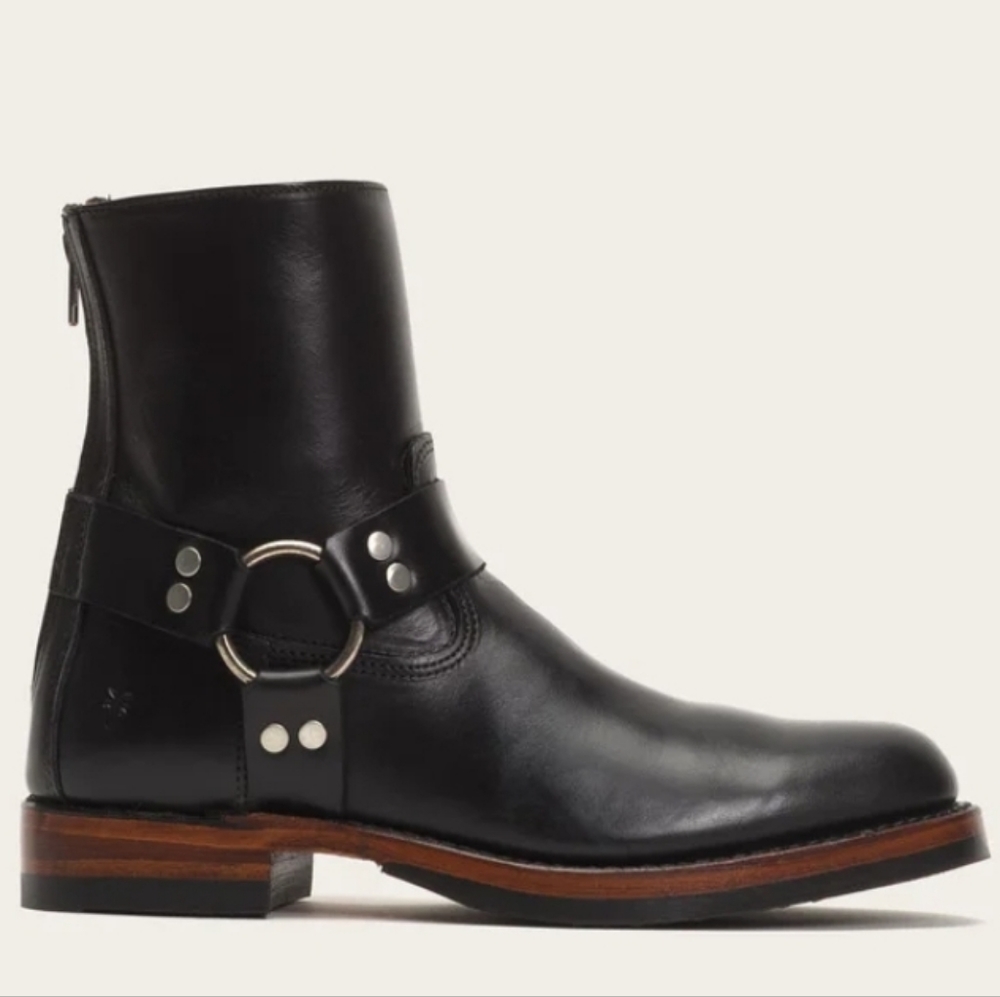 Frye Black Leather Ankle Boots